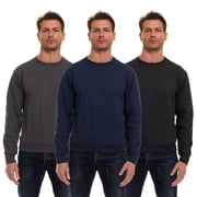 BILLIONHATS 3 Pack Men s Crewneck Sweater Bulk Multipack, Cotton, Screenprinting Sweat Shirts For Men, Layer Shirt Size 3 Pack Assorted Black, Gray, Navy Blue, 2X-Large