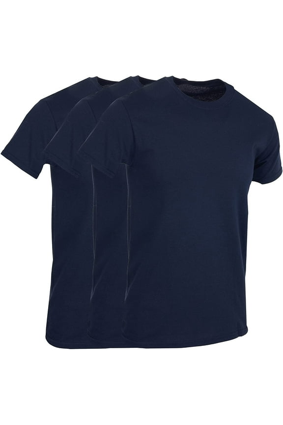 3 Pack Men's Solid Colors Cotton T-Shirts Short Sleeve Lightweight Tees, Bulk (Medium, Navy Blue)