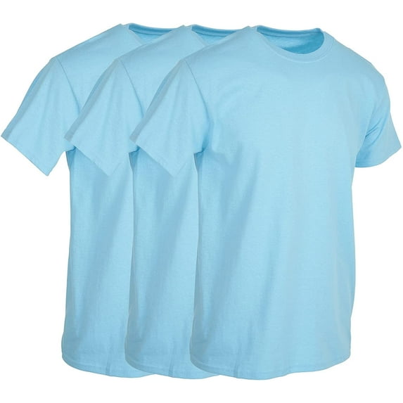 BILLIONHATS 3 Pack Men's Solid Colors Cotton T-Shirts Short Sleeve Lightweight Tees, Bulk (Small, Light Blue, s)