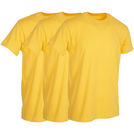 BILLIONHATS 3 Pack Men's Solid Colors Cotton T-Shirts Short Sleeve Lightweight Tees, Bulk (Small, Yellow, s)