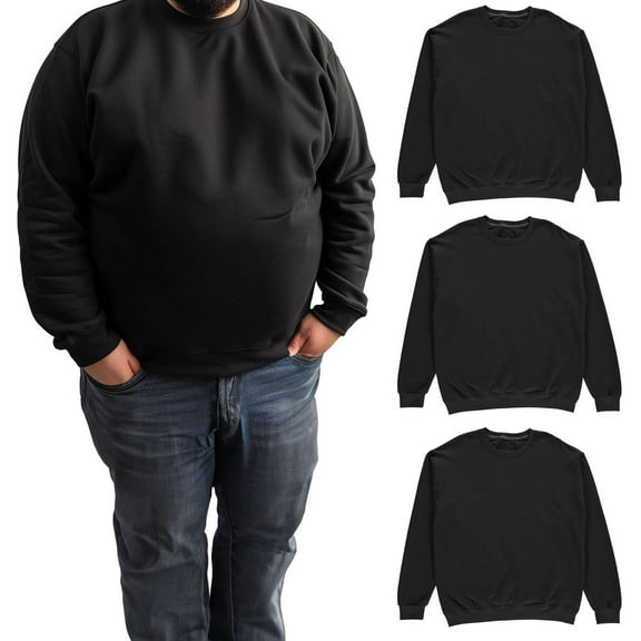 BILLIONHATS 3 Pack Mens Big and Tall - Adult Crewneck Fleece Lined Pullover Sweatshirts Bulk, Wholesale Multipack for Plus Size Men (4X-Large)