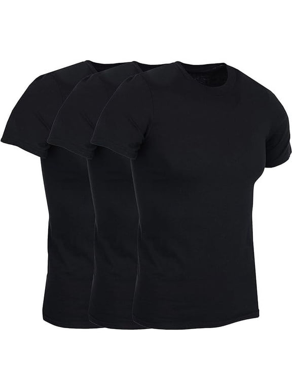 3 Pack Mens Cotton Short Sleeve Lightweight T-Shirts, Bulk Crew Tees for Guys, Solid Bright Colors T-shirt Black
