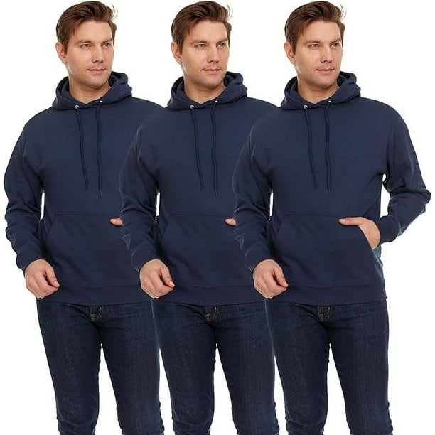 BILLIONHATS 3 Pack Mens Hoodie Sweatshirts Cotton Blend Bulk Adults Hoodies Sweatshirt