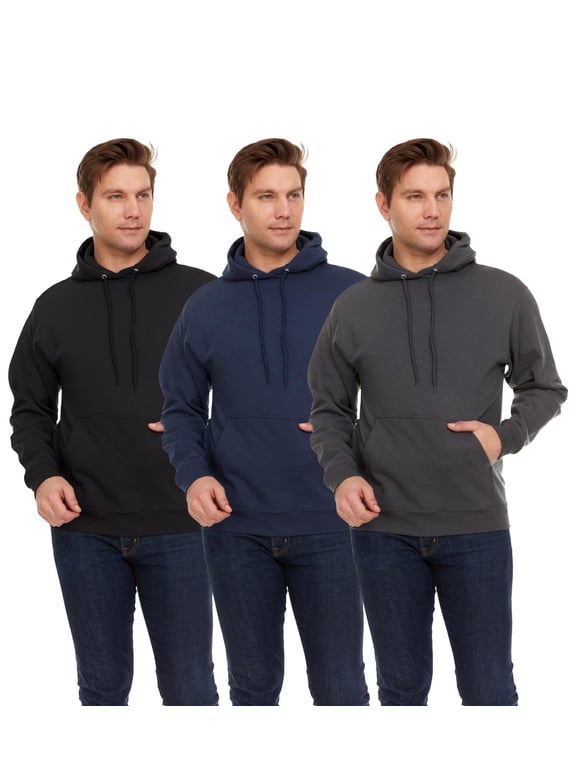 3 Pack Mens Hoodie Sweatshirts, Cotton Blend, Bulk Adults Hoodies Sweatshirt