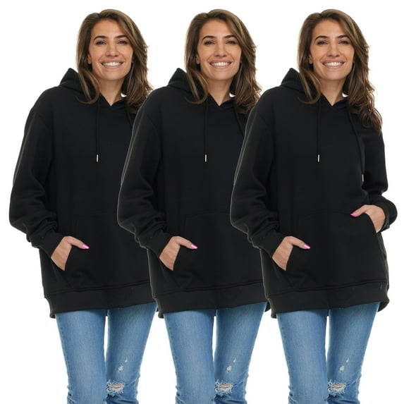 BILLIONHATS 3 Pack Women's Hoodie Oversized Sweatshirts, Cotton Blend, Bulk Womens Hoodies Bulk Sweatshirt Pack, Color Navy, Size 3X-Large