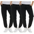 thumbnail image 1 of BILLIONHATS 3 Pack of Womens Jogger Fleece-Lined Sweatpants, Bulk Comfy Joggers with Ribbed Cuffs, Bulk Soft Jogger Pants for Women, Color Black, Size Small, 1 of 8