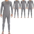 thumbnail image 1 of BILLIONHATS 3 Pack of 2pc Thermal Sets for Men, Base Layer Long Johns Underwear, Top & Bottom, Cotton, Solid Colors (X-Large, Charcoal Gray), 1 of 2