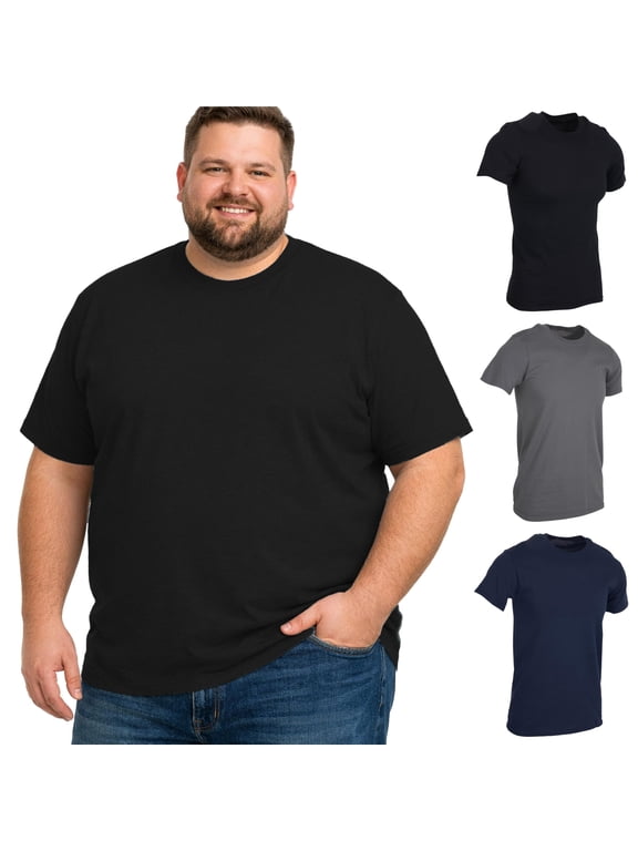 3 Pack of Mens Plus Size Tees Sizes Big & Tall Cotton Tshirt in Assorted Color of T-Shirts 5X-Large