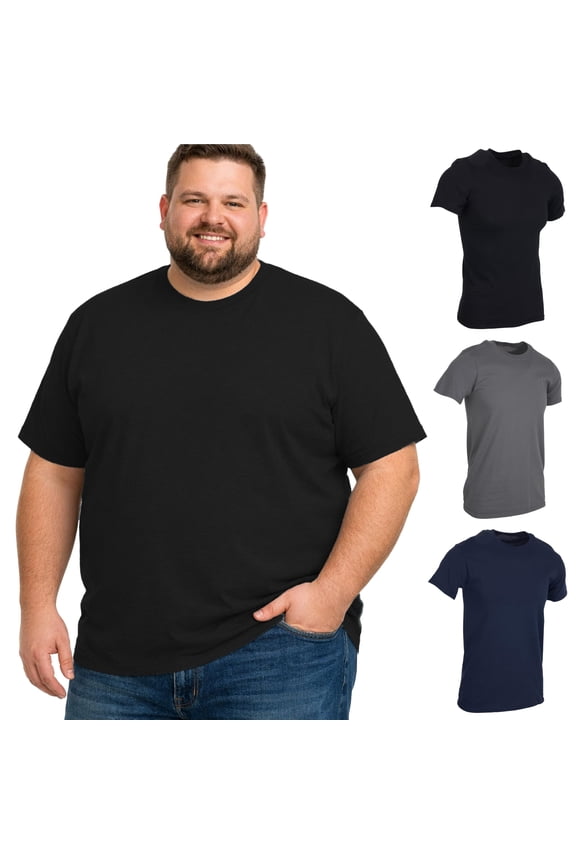 3 Pack of Mens Plus Size Tees Sizes Big & Tall Cotton Tshirt in Assorted Color of T-Shirts 6X-Large