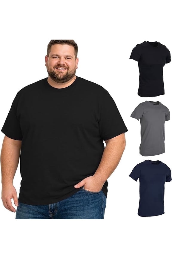 3 Pack of Mens Plus Size Tees Sizes Big & Tall Cotton Tshirt in Assorted Color of T-Shirts 6X-Large