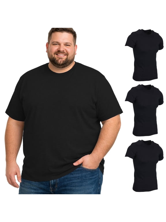 3 Pack of Mens Plus Size Tees Sizes Big & Tall Cotton Tshirt in Black Color of T-Shirts 4X-Large