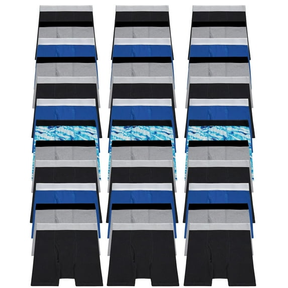 BILLIONHATS 36 Pack Boys Cotton Underwear Boxer Briefs, White and Assorted Underpants for Children Bulk Kids Boxer Brief, Size Medium