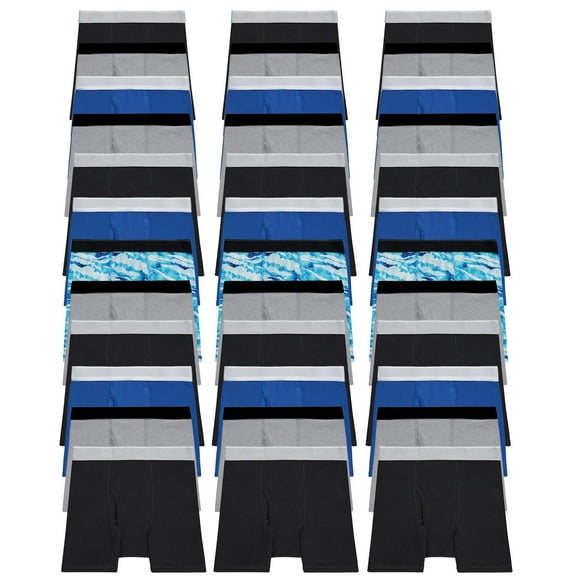 SOCKS'NBULK 36 Pack Boys Cotton Underwear Boxer Briefs, White and Assorted Underpants for Children Bulk Kids Boxer Brief