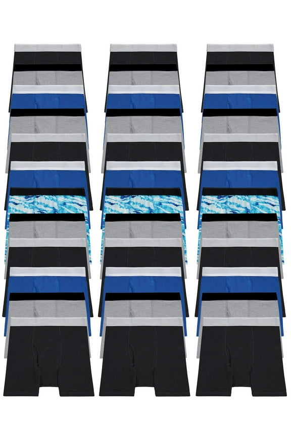 36 Pack Boys Cotton Underwear Boxer Briefs, White and Assorted Underpants for Children Bulk Kids Boxer Brief