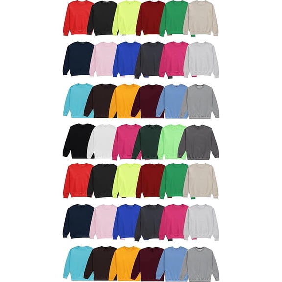 BILLIONHATS 36 Pack Mens Adult Crewneck Fleece Lined Pullover Sweatshirt Bulk, Wholesale Men Sweatshirts, Assorted Sizes Mixed, Homeless Shelter Donation