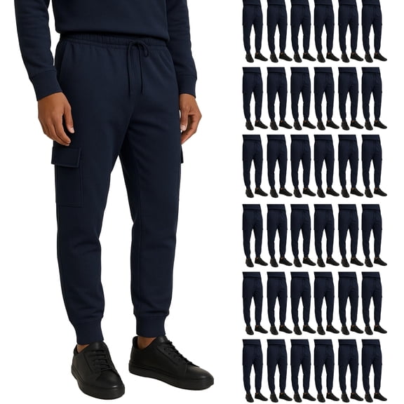 BILLIONHATS 36 Pack Mens Cargo Jogger Sweatpants, Assorted Colors & Sizes from S M L XL 2XL, Great for Homeless Shelter Donations, Cargo and Regular Pockets