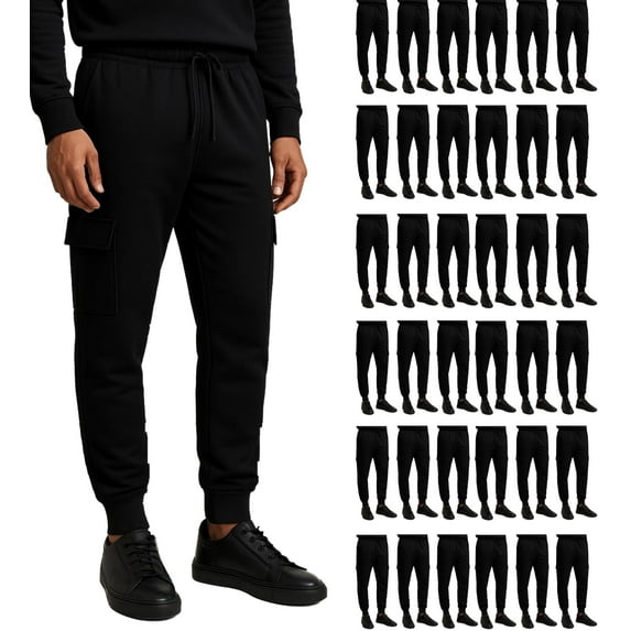 BILLIONHATS 36 Pack Mens Cargo Jogger Sweatpants, Assorted Colors & Sizes from S M L XL 2XL, Great for Homeless Shelter Donations, Cargo and Regular Pockets