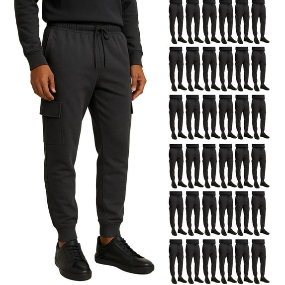 BILLIONHATS 36 Pack Mens Cargo Jogger Sweatpants, Assorted Colors & Sizes from S M L XL 2XL, Great for Homeless Shelter Donations, Cargo and Regular Pockets