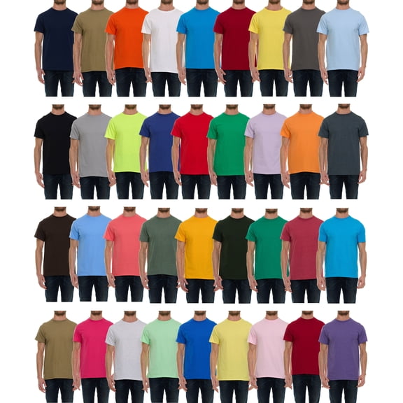 BILLIONHATS 36 Pack Mens Cotton Short Sleeve Lightweight T-Shirts, Bulk Crew Tees for Guys, Mixed Bright Colors Bulk Pack, 3X-Large