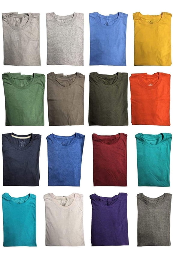 36 Pack Mens Cotton Short Sleeve Lightweight T-Shirts, Bulk Crew Tees for Guys, Mixed Bright Colors Bulk Pack, 3X-Large