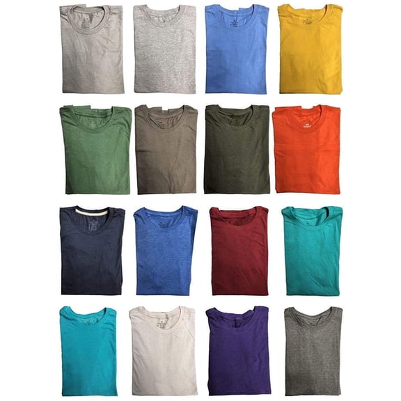 BILLIONHATS 36 Pack Mens Cotton Short Sleeve Lightweight T-Shirts, Bulk Crew Tees for Guys, Mixed Bright Colors Bulk Pack, X-Large