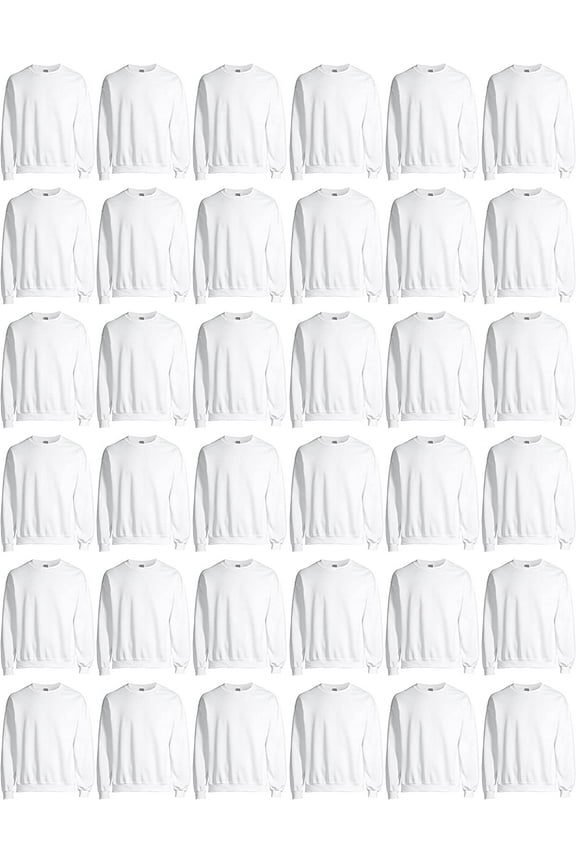 36 Pack Mens Crewneck Sweatshirts in Bulk Cotton, Great Screenprinting - Wholesale Packs Men Layer Shirt Printing, Size XX-Large