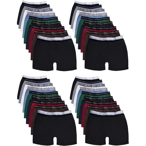 BILLIONHATS 36 Pack Of Mens Cotton Boxer Briefs Underwear, Great for Homeless Shelters Donations, Assorted Dark Colors