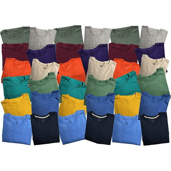 BILLIONHATS 36 Pack of Mens Irregular Plus Size Tshirts, Big & Tall, Bulk Tees, Wholesale Colorful Packs Charity Donation