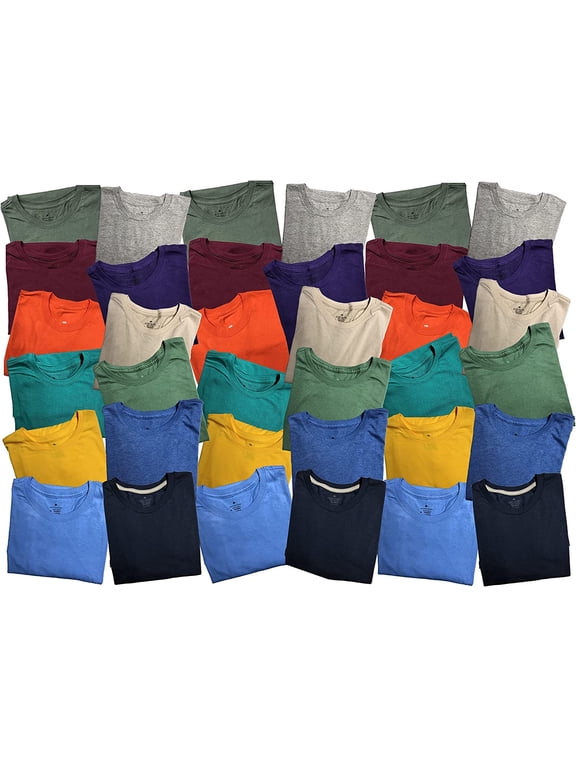 36 Pack of Mens Irregular Plus Size Tshirts, Big & Tall, Bulk Tees, Wholesale Colorful Packs Charity Donation