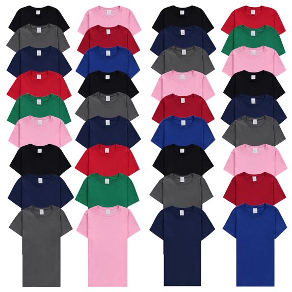 BILLIONHATS 36 Pack of Womens T-Shirts in Bulk, Cotton Crew Neck Scoop Short Sleeve Tees Assorted Colors Bulk