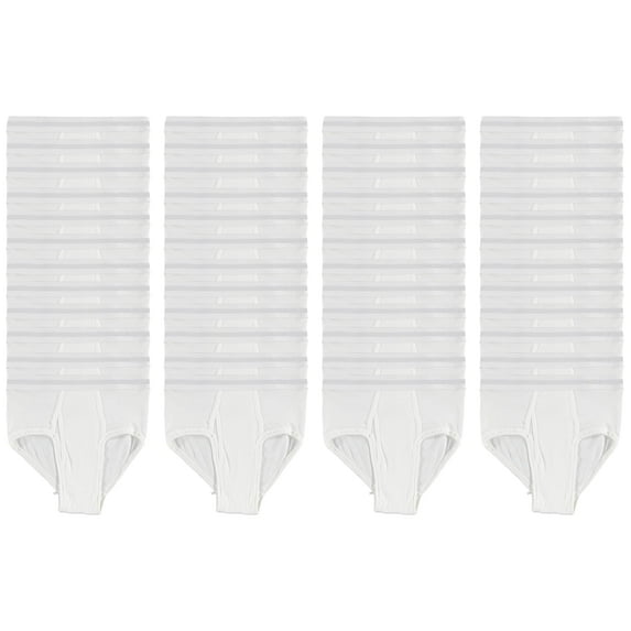 BILLIONHATS 48 Pack Boys Cotton Underwear Briefs, White Color Underpants for Children, Bulk Brief Wholesale Donation Homeless Charity Packs, Size (Large)