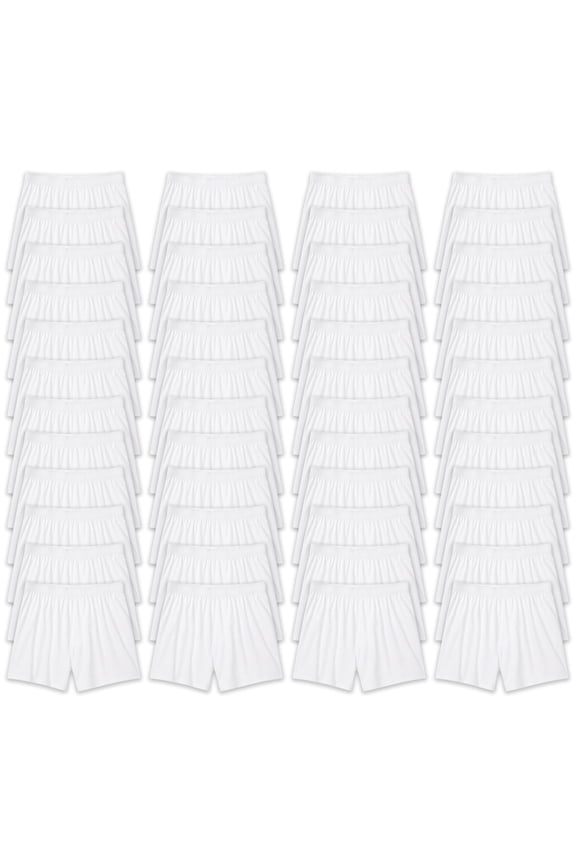 48 Pack Mens White Cotton Boxer Shorts Bulk Underwear, Wholesale Boxers for Men, Detention Center & Donation Ready Small