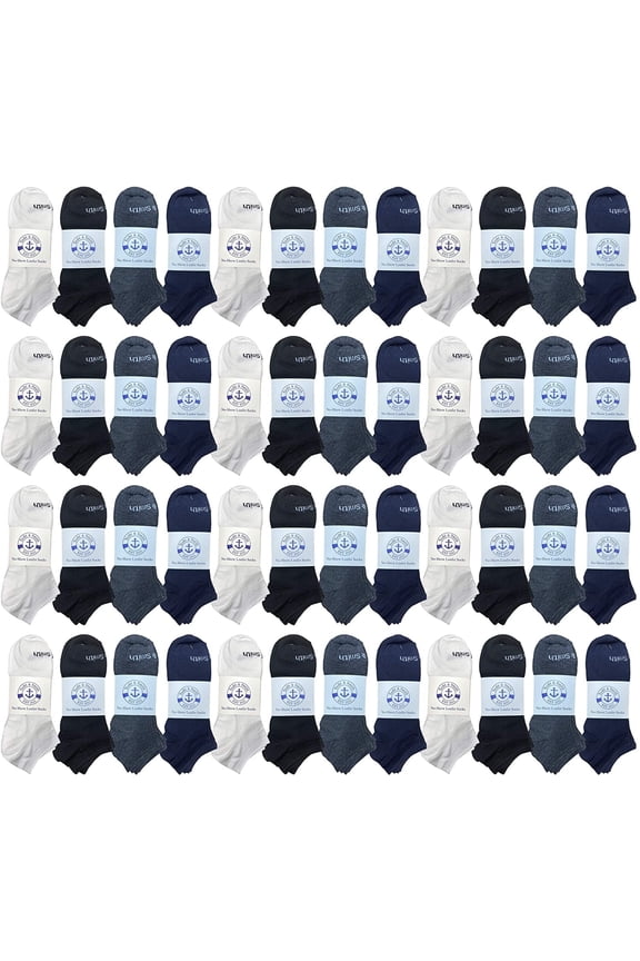 48 Pair Women's Low Cut Ankle Socks, Thin Lightweight Breathable Wholesale Sport Bulk Socks, Size, 9-11 (48 PACK ASSORTED)