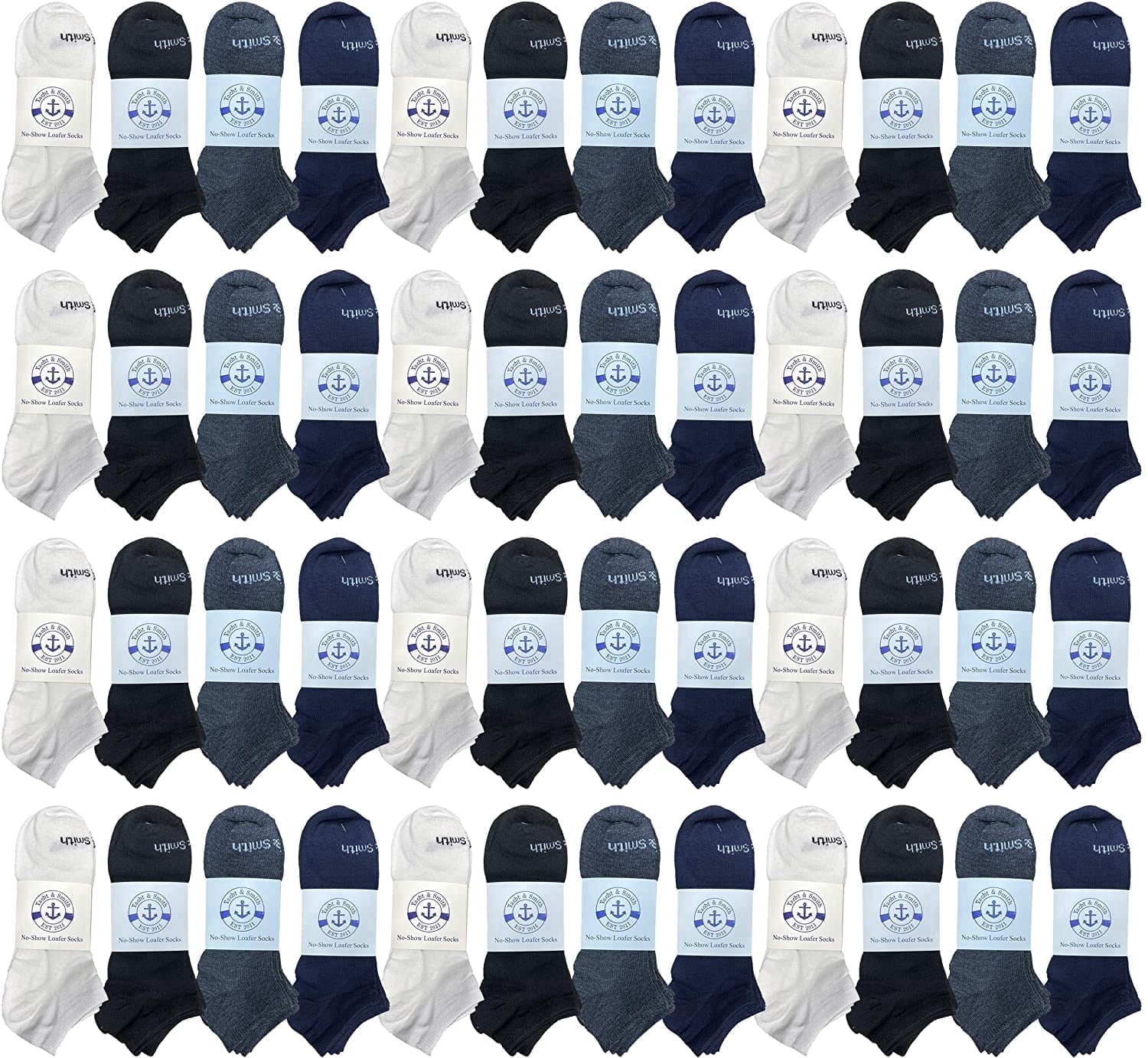 BILLIONHATS 48 Pairs of Wholesale Girls and Boys 97% Cotton Shoe Liner Training Socks Size 6-8 No Show Thin Low Cut Sport Ankle Socks Assorted
