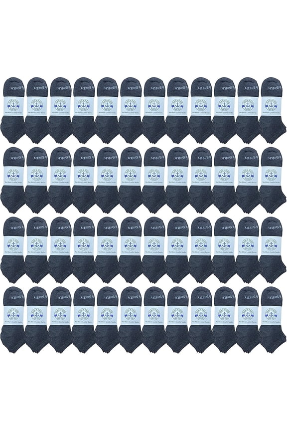 48 Pairs of Kids Wholesale Shoe Liner Training Socks No Show Thin Low Cut Sport Ankle Bulk Socks, 6-8 (48 Pairs Dark Heather Gray)