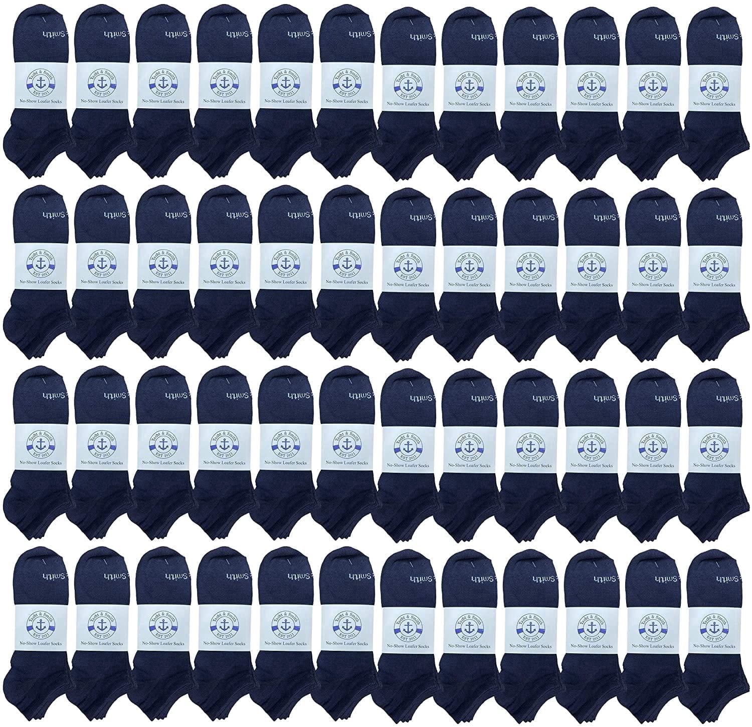 BILLIONHATS 48 Pairs of Kids Wholesale Shoe Liner Training Socks No Show Thin Low Cut Sport Ankle Bulk Socks, 6-8 (48 Pairs Navy)