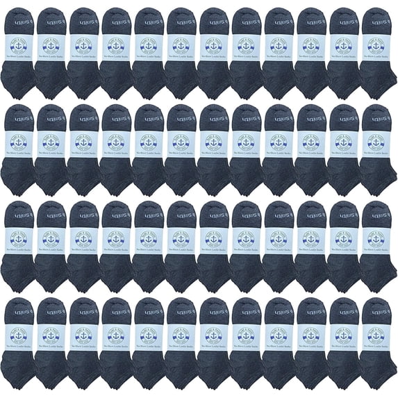 BILLIONHATS 48 Pairs of Wholesale Girls and Boys 97% Cotton Shoe Liner Training Socks Size 6-8 No Show Thin Low Cut Sport Ankle Socks Gray