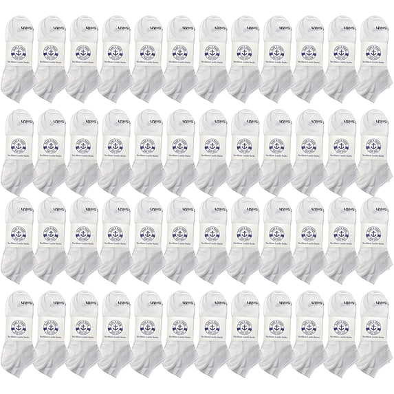 BILLIONHATS 48 Pairs of Kids Wholesale Shoe Liner Training Socks No Show Thin Low Cut Sport Ankle Bulk Socks, 6-8 (48 Pairs White)