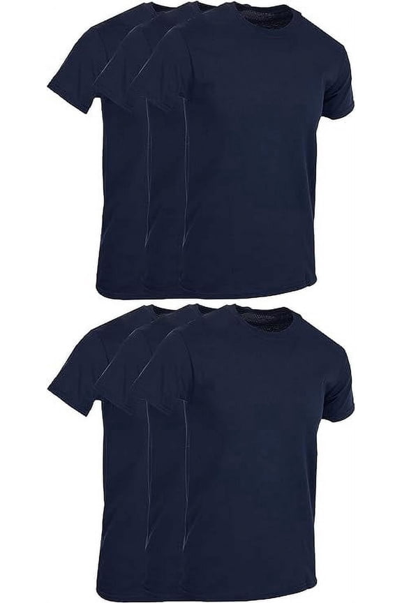 6 Pack Men's Solid Colors Cotton T-Shirts Short Sleeve Lightweight Tees, Bulk (Navy Blue, 7X-Large)
