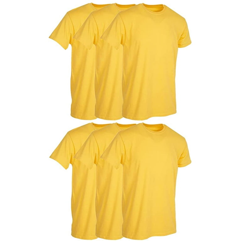BILLIONHATS 6 Pack Men s Solid Colors Cotton T Shirts Short Sleeve Lightweight Tees Bulk Yellow Medium Walmart