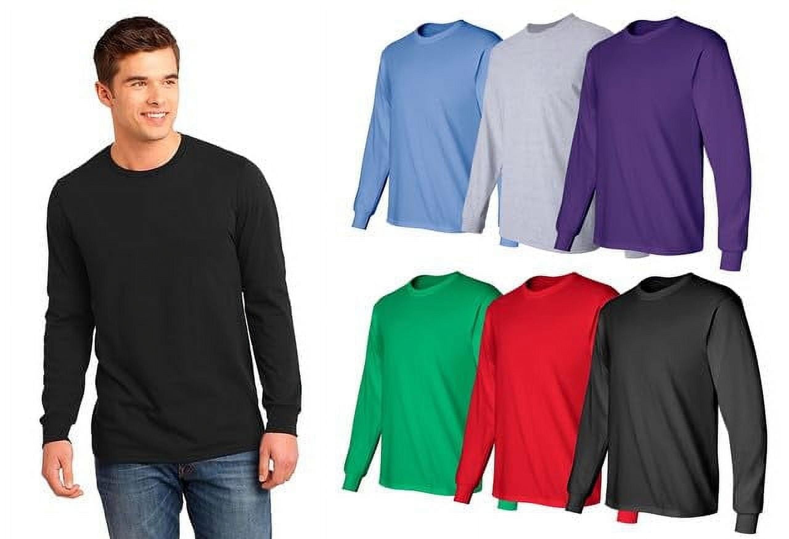 BILLIONHATS Mens 6 Pack Long Sleeve 100% Cotton T-Shirts