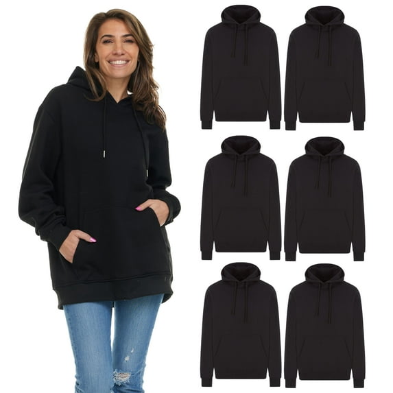 BILLIONHATS 6 Pack Womens Hoodie Oversized Sweatshirts, Cotton Blend, Bulk Adults Hoodies Sweatshirt