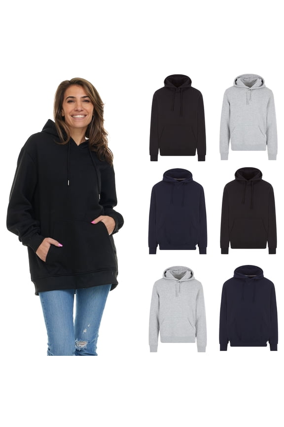 6 Pack Womens Hoodie Oversized Sweatshirts, Cotton Blend, Bulk Adults Hoodies Sweatshirt