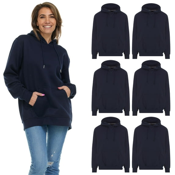 BILLIONHATS 6 Pack Womens Hoodie Oversized Sweatshirts, Cotton Blend, Bulk Adults Hoodies Sweatshirt