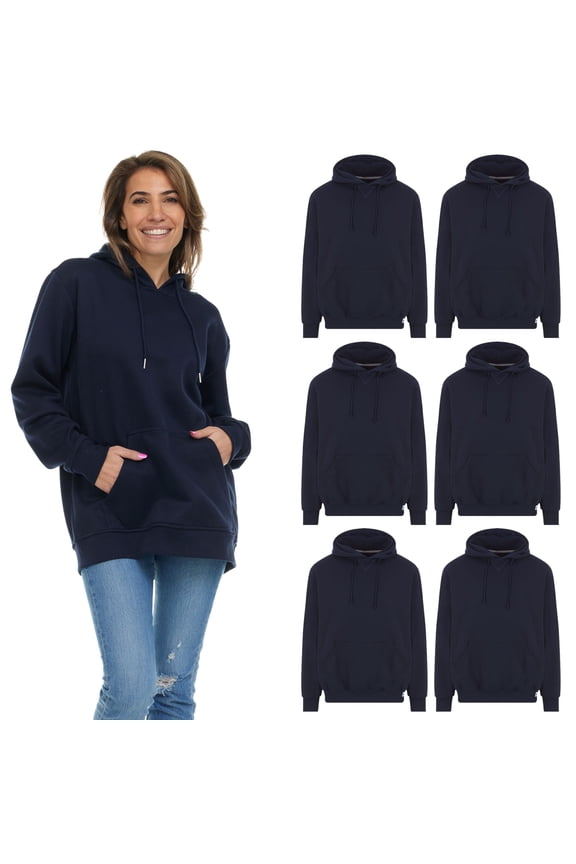 6 Pack Womens Hoodie Oversized Sweatshirts, Cotton Blend, Bulk Adults Hoodies Sweatshirt