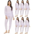 thumbnail image 1 of BILLIONHATS 6 Pack of 2pc Thermal Sets for Woman, Base Layer Long Johns Underwear, Top & Bottom, Cotton, Solid Colors (Large, Purple), 1 of 4