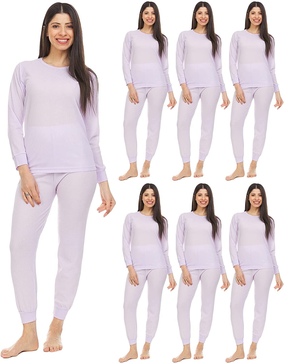 BILLIONHATS 6-Pack Women's Thermal Sets - Long Johns Base Layer, Cotton Blend, Top & Bottom 7 thumbnail image