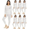 thumbnail image 1 of BILLIONHATS 6 Pack of 2pc Thermal Sets for Woman, Base Layer Long Johns Underwear, Top & Bottom, Cotton, Solid Colors (Medium, White), 1 of 5