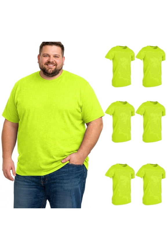 6 Pack of Mens Plus Size Tees Sizes Big & Tall Cotton Tshirt in Yellow Color of T-Shirts 6X-Large