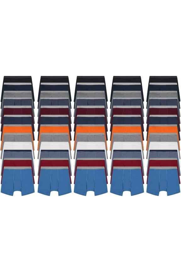 60 Pack of Mens Boxer Briefs Wholesale, Colorful Cotton Mens Underwear in Bulk, Donating For Homeless Shelters, Charity, Up to 3XL
